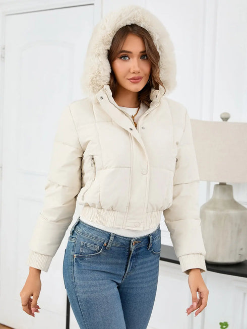 'Celandine' Hooded Cropped Coat - Celes Fashion
